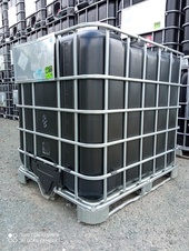 IBC kontejner 1000l UN REPAS, černý, paleta ocel, ocel/plast