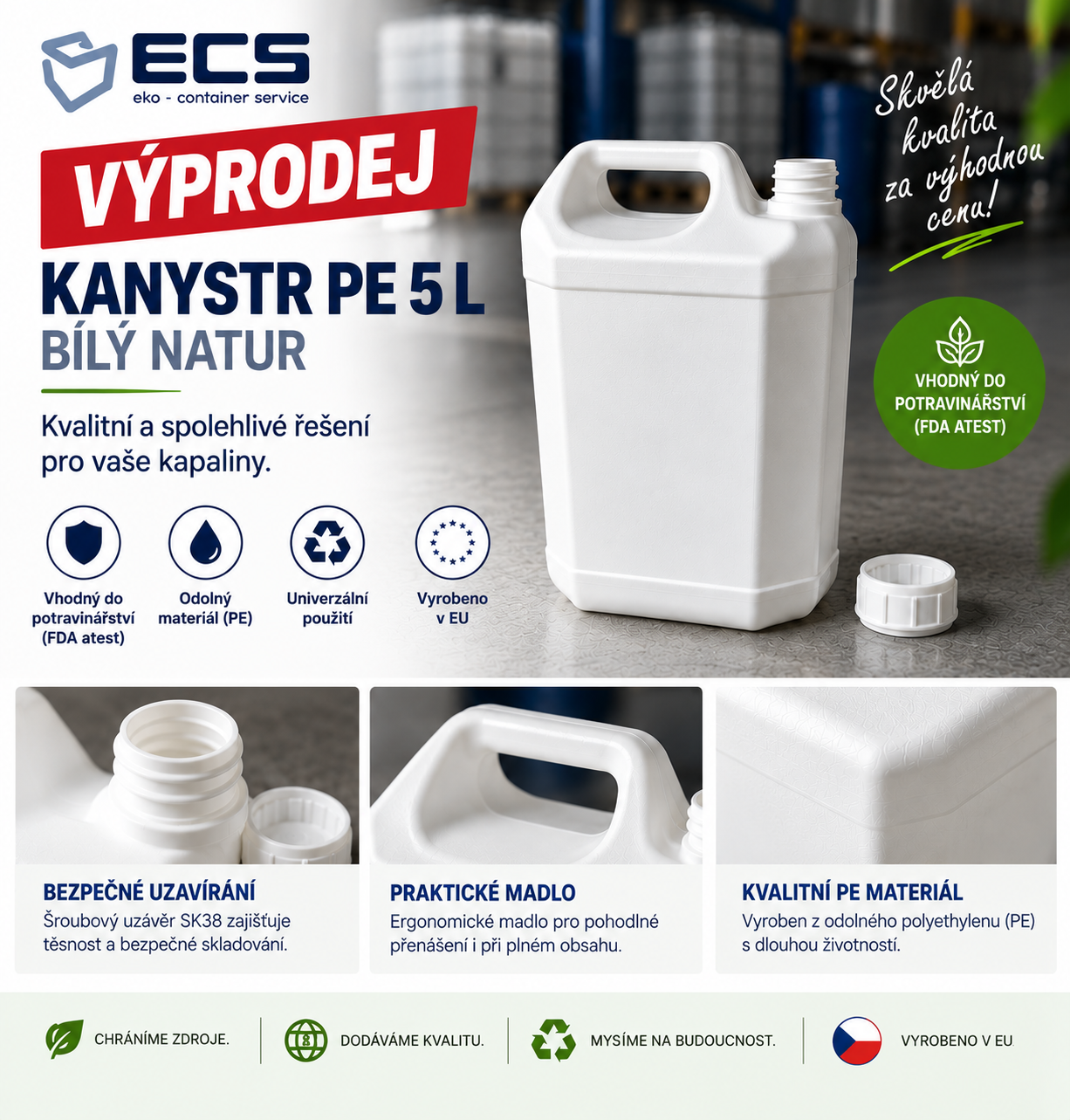 Výprodej kanystrů PE 5 l 